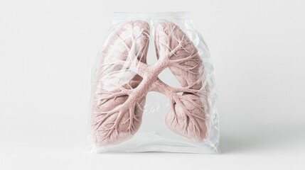 3D Model of Lungs in Transparent Plastic Bag