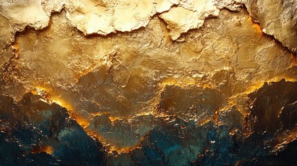 Naklejka premium Abstract texture of golden and blue hues resembling a celestial landscape at twilight