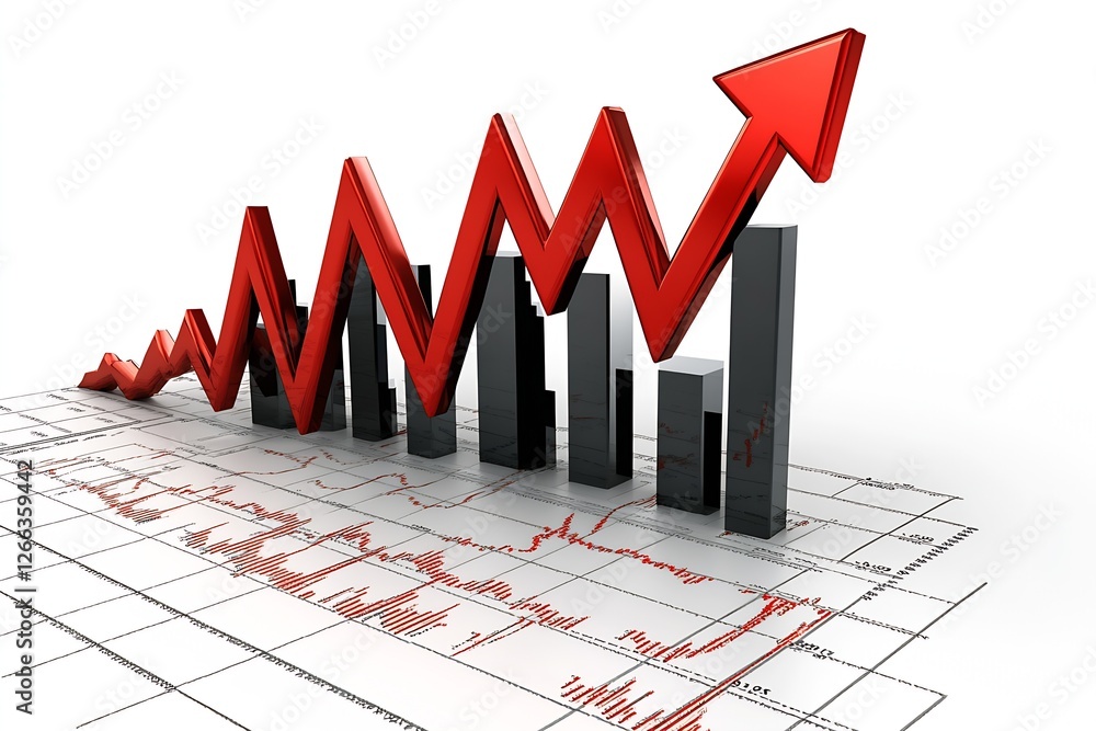 Leinwandbilder dynamic upward trend represented by bold graphs illustrating financial growth and statistical data :