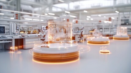 Futuristic Smart Factory  Holographic Automation   Industrial Innovation