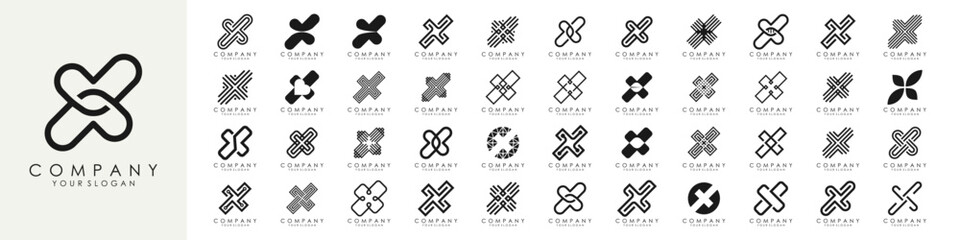 Set of letter X logo design vector. Modern futuristic abstract icon design collection