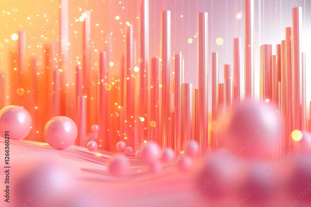 Leinwandbilder Abstract visualization of colorful financial data with spheres and lines creating a vibrant aesthetic : Generative AI