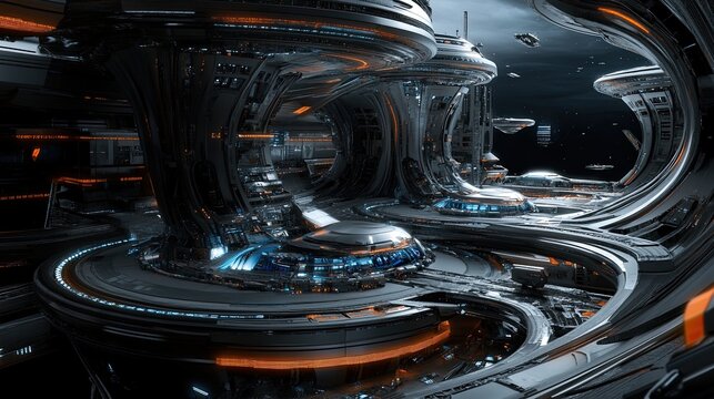 Futuristic City Structures With Glowing Lights