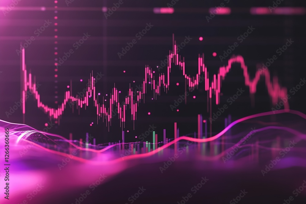 Poster spectacular digital graph showcasing advanced data trends in a smooth pink gradient : generative ai