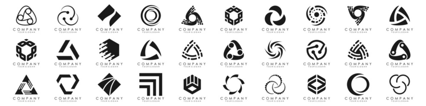 set of Abstract logos collection. Geometrical abstract logos. vector illustration