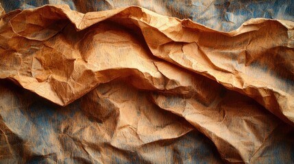 Fototapeta premium Textured fabric with intricate folds and creases, showcasing warm colors and depth