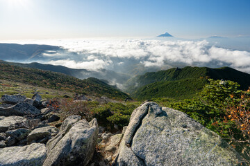 Fototapeta premium Kinpusan, Mt. Asahidake and surrounding views