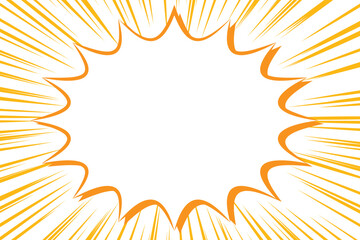 Naklejka premium 吹き出しフレームとオレンジ色の集中線のバック