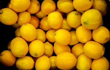 cozy lemons on the market background
