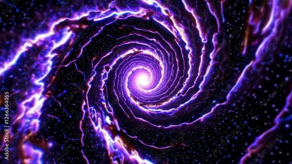 Aufkleber bright cosmic spiral with purple lightning in deep space, mesmerizing and dynamic vortex concept