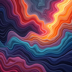 Obraz premium Fondo abstracto con ondas de neón en tonos azul y morado. Explosión de colores vibrantes con partículas flotantes. Formas geométricas en 3D con reflejos metálicos. Líneas de luz curvas sobre un fondo 