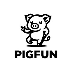 happy dancing pig logo design