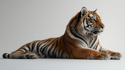 Obraz premium Majestic Bengal Tiger in Profile: Capturing the Grace and Power of the Wild in Stunning Detail