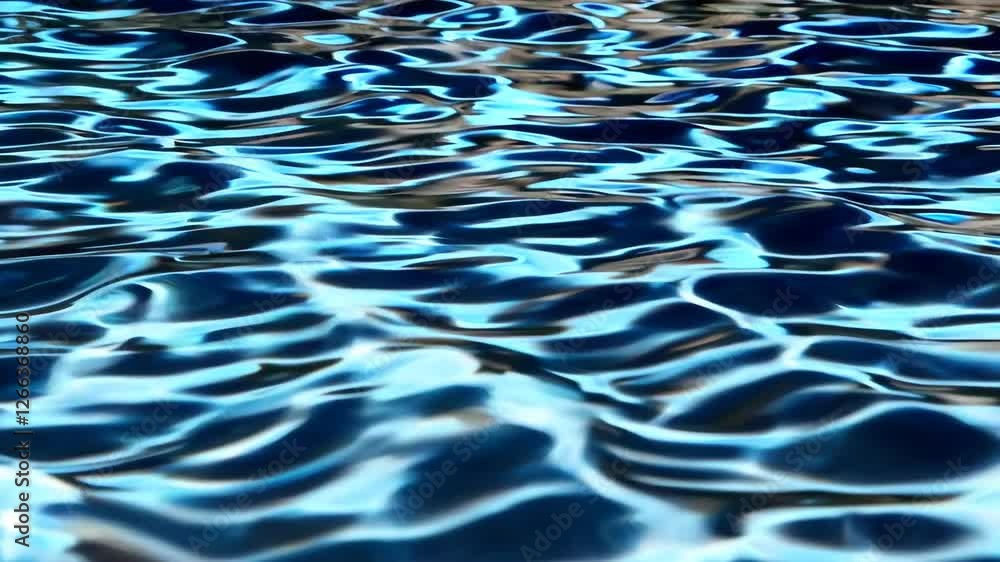 Poster reflection of light on rippling blue water surface, abstract pattern. nature and tranquility concept