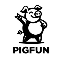 happy dancing pig logo design