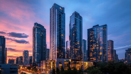 Urban Skyline Dusk Condos Cityscape