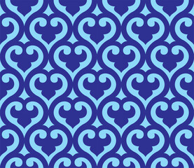 Vector illustration for Islamic geometric pattern design, seamless navy blue ornament.