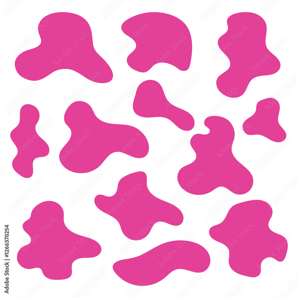 Poster organic pink blob shape in boho style. abstract liquid blob shape.