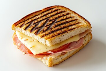 Grilled ham and cheese sandwich with tomato on toasted bread. (1)
