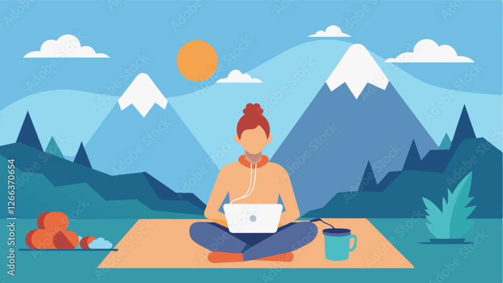Poster work on your laptop with the backdrop of stunning mountain views and take breaks to practice yoga an