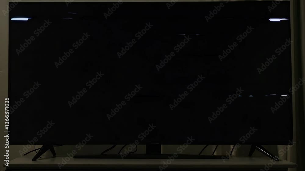 Aufkleber tv screen showing static noise pattern in dark room, abstract digital technology concept