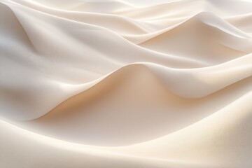 Obraz premium Soft, flowing beige fabric with gentle waves and folds, illuminated by soft light, creating a luxurious and elegant texture.