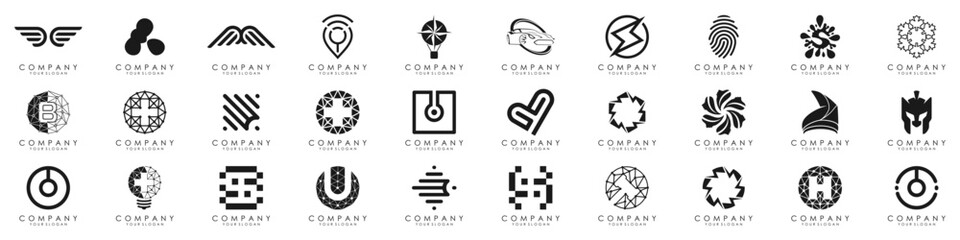 Fototapeta premium Logo set modern and creative branding idea collection for business company. simple logos, minimalist, abstract vector design.