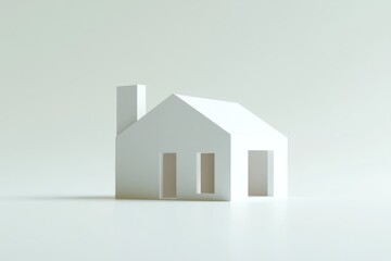Minimalist white house model on white background. (2)