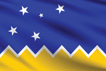 Magellan-chilean Antarctic Region flag official colors and proportion digital vector illustration. Pleated flag.