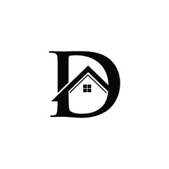 Letter D with home logo icon design vector