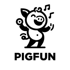 happy dancing pig logo design