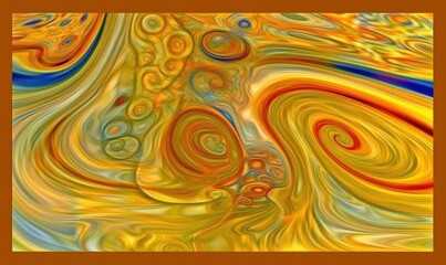 Abstract art, swirls in yellow and orange, flowing background, decorative use