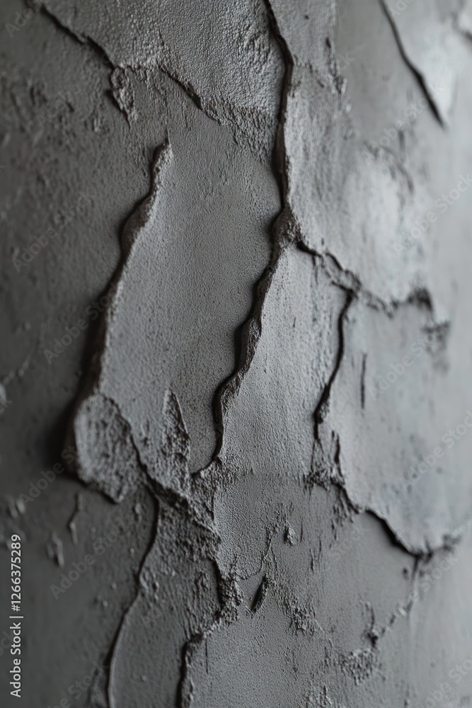 Poster close-up of textured dark gray wall with irregular patterns and cracks.