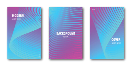 Colorful gradient covers featuring dynamic wave patterns in pink and turquoise blending on copy space