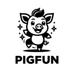 happy dancing pig logo design