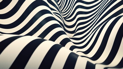 Obraz premium Abstract black and white wavy striped fabric texture background