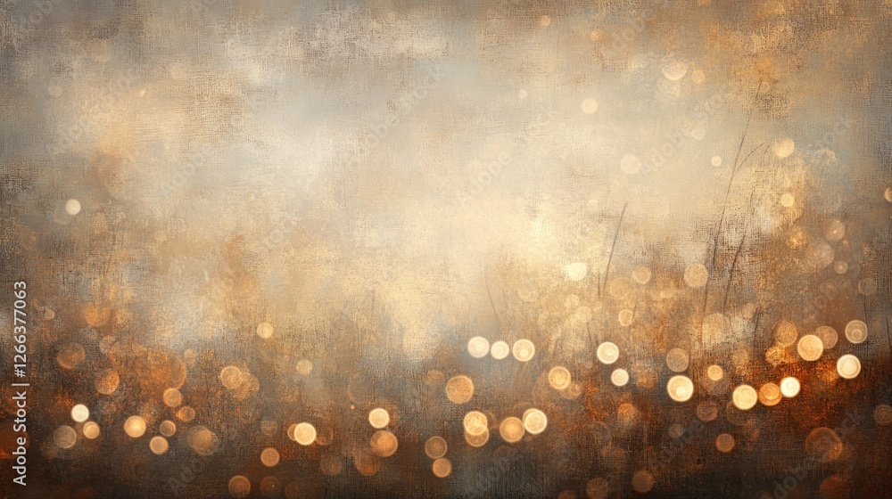 Poster abstract autumnal background with bokeh lights and textured surface.