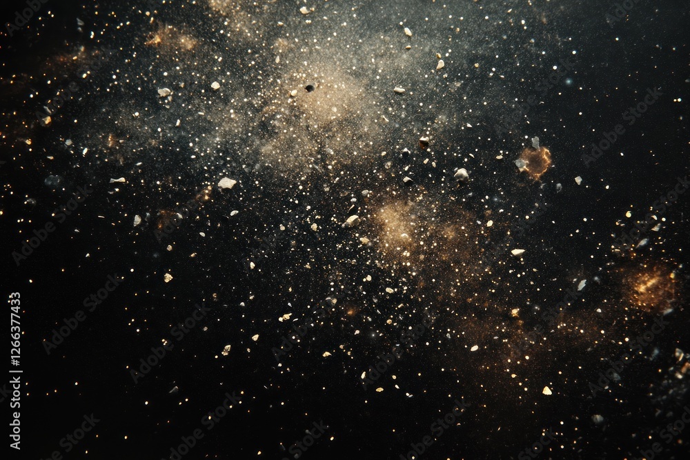 Poster abstract cosmic background with scattered particles and nebulae, creating a dreamy, ethereal atmosph