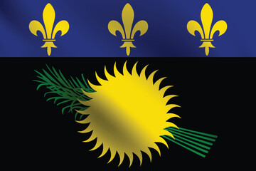 Guadeloupe flag official colors and proportion digital vector illustration. Pleated flag.