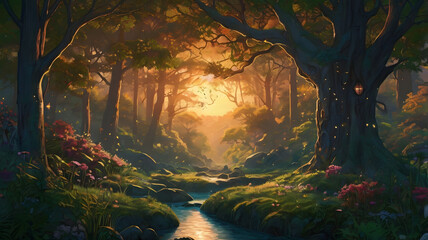 forest in the evening