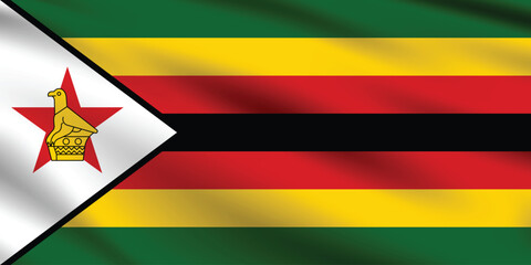 Zimbabwe flag official colors and proportion digital vector illustration. Pleated flag.