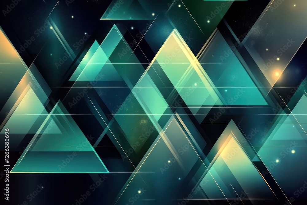 Aufkleber abstract geometric composition featuring overlapping translucent triangles in various shades of teal