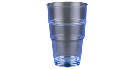 A stack of clear plastic cups, some turned upside down, with soft lighting and reflections on a transparent background