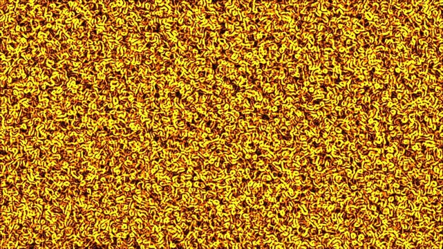 motion picture of textured background animation of spiral yellow material or asian noodle in dark scarry horror theme.  
