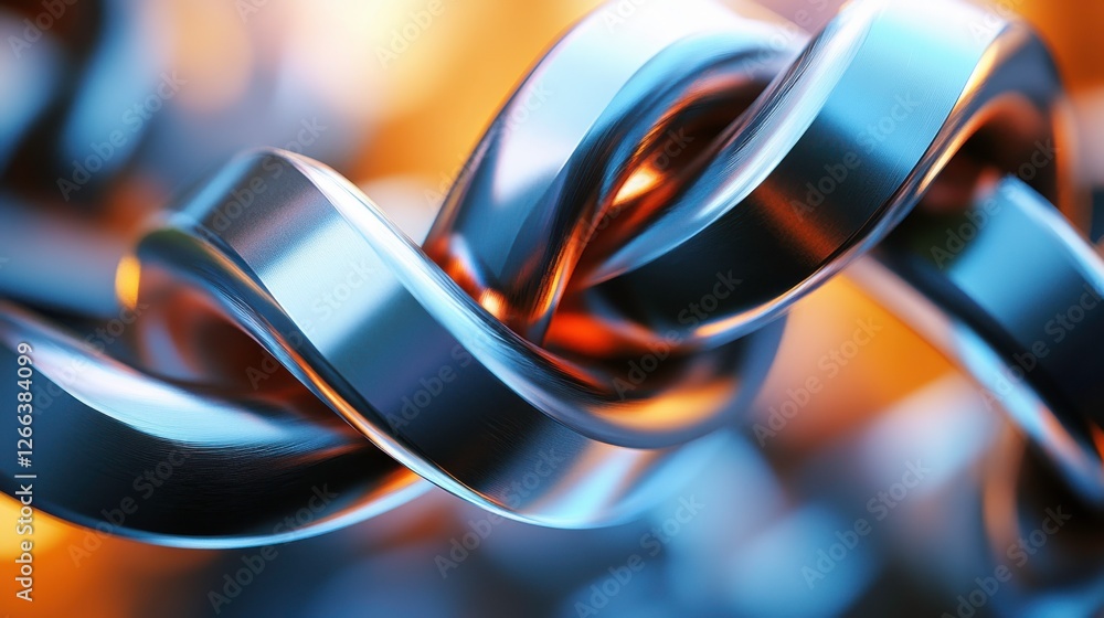 Poster a close-up image of intertwined metallic chains with a shiny finish, highlighting the intricate deta