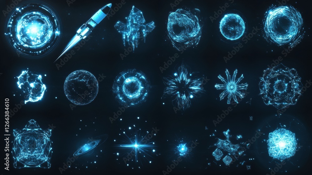 Leinwandbilder colorful cosmic stickers representing space and celestial objects in a vibrant design suitable for d
