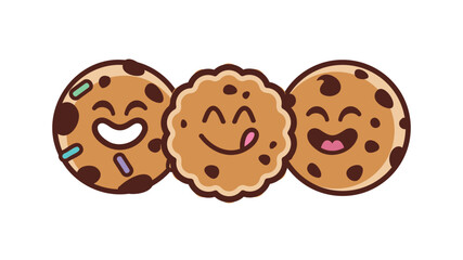 cute and fun chocolate chip cookies and milk cartoon character vector illustration without background PNG EPS