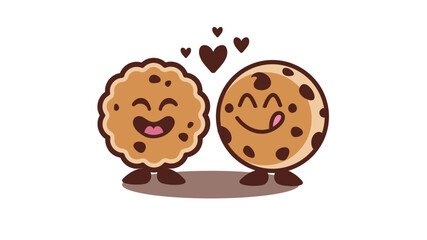 cute and fun chocolate chip cookies and milk cartoon character vector illustration without background PNG EPS