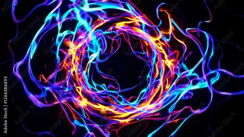 Poster colorful abstract neon swirl with dynamic light patterns, energy concept