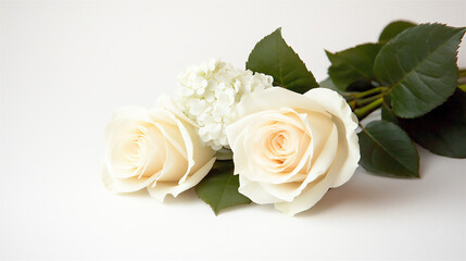 Obraz premium minimalist white rose and hydrangea bouquet